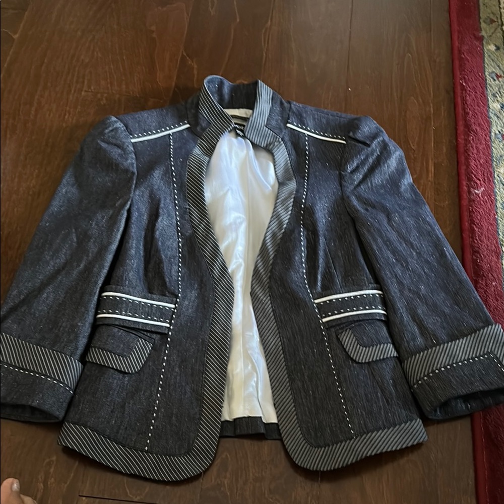 Bebe denim Blazer with Contrast Stitching
